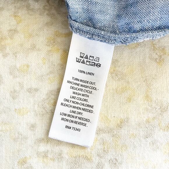 Jones New York Jones & Co Small Jacket 100% Linen Light Blue Pockets Spring - Picture 7 of 7